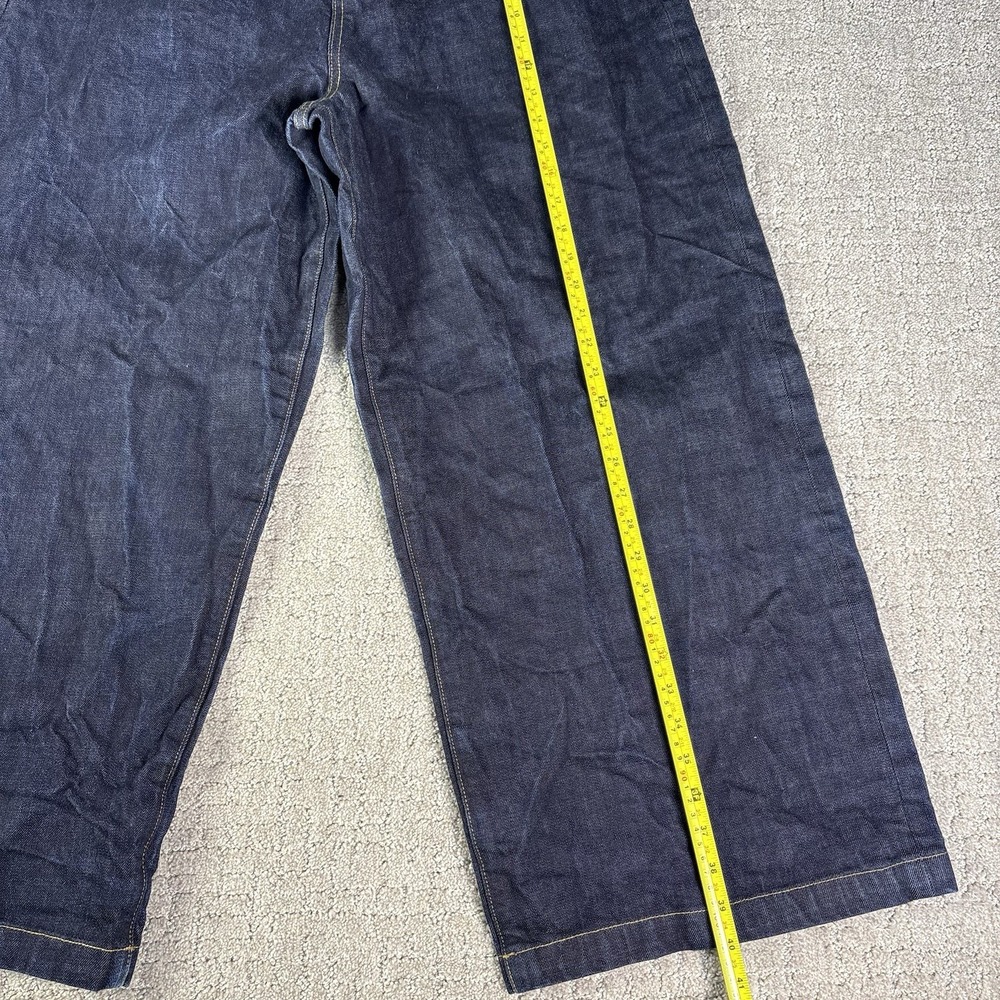 BAGGY Men's Dark Wash Salvaged Denim Wide-Leg Jeans Regular Fit Size M 5-Pocket - Picture 7 of 10